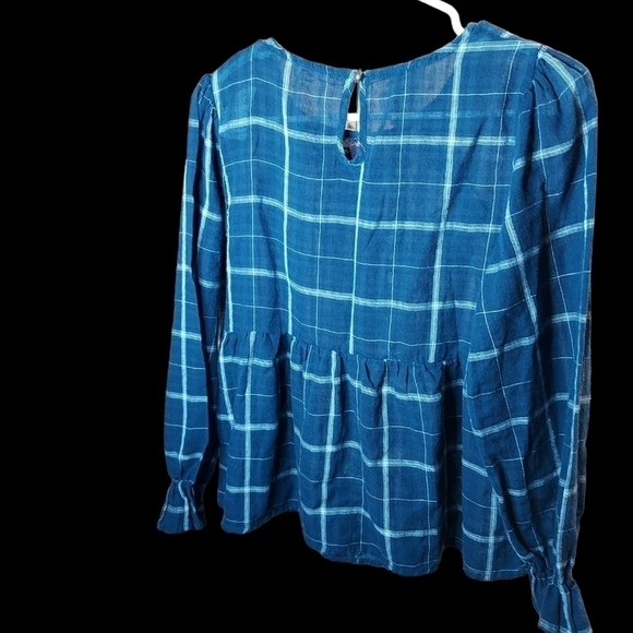 Blue Rain Embroidered navy plaid top med Francesca's - Picture 8 of 12